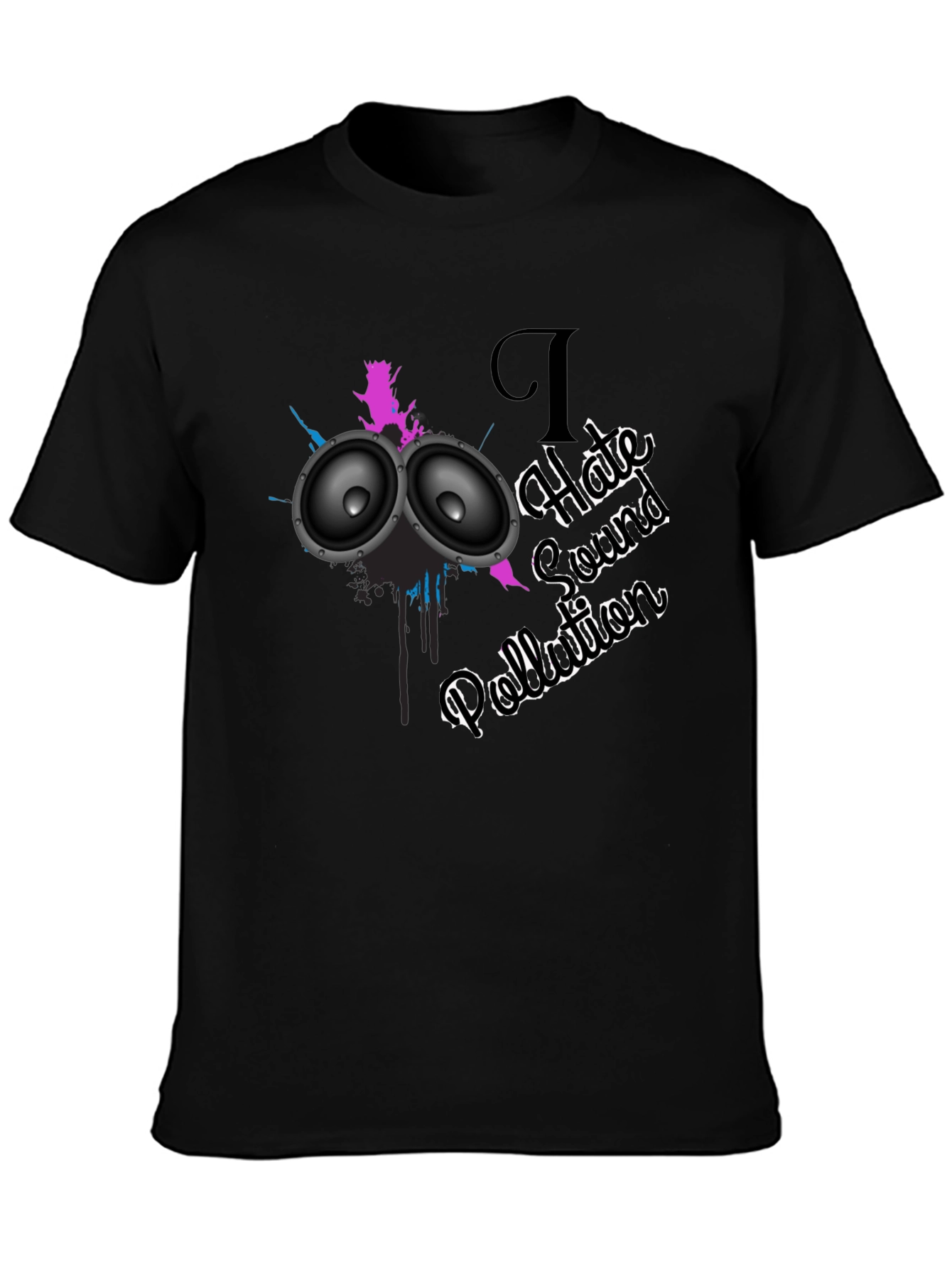 I Hate Sound Pollution Black Graphic T-Shirt