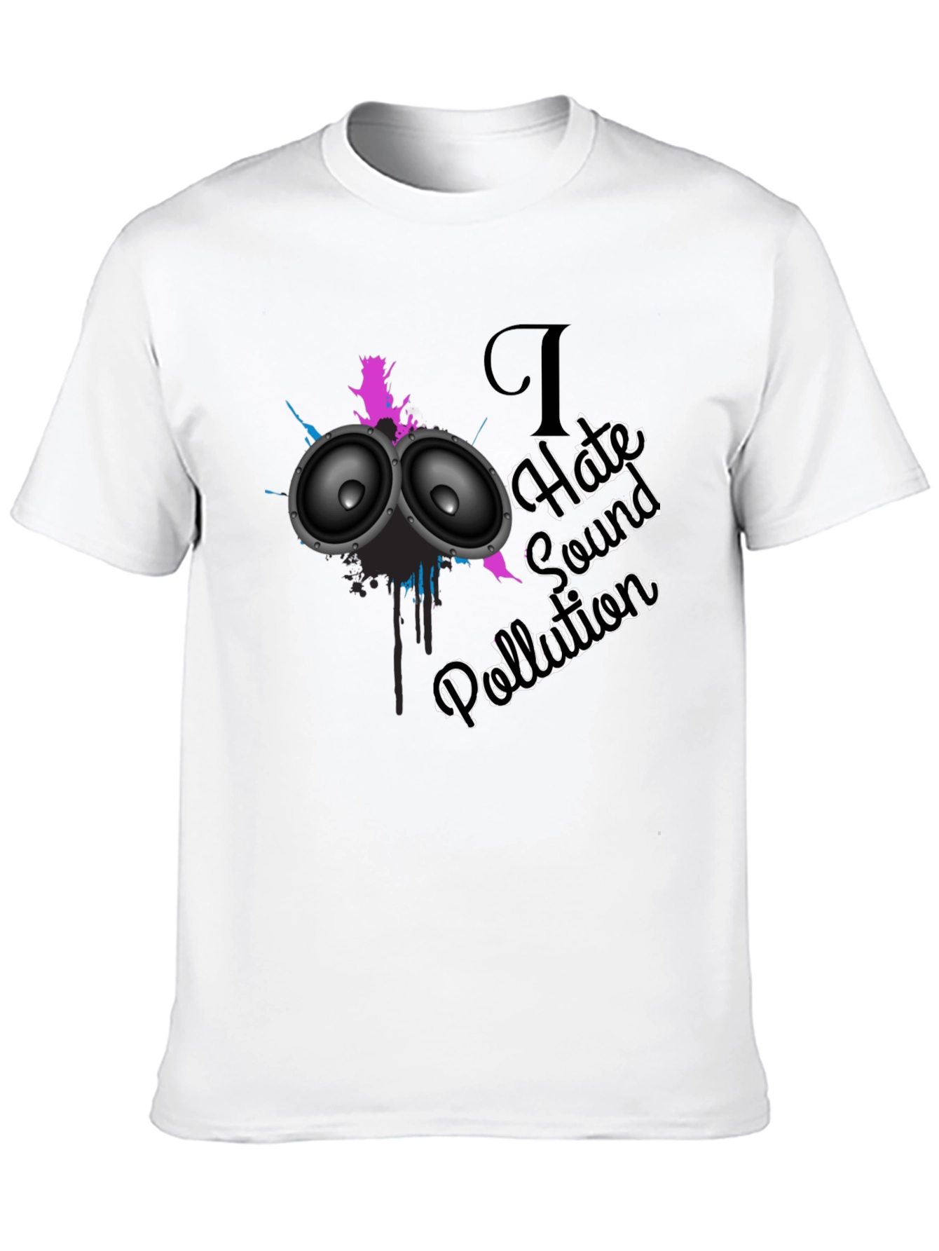 I Hate Sound Pollution Black Graphic T-Shirt
