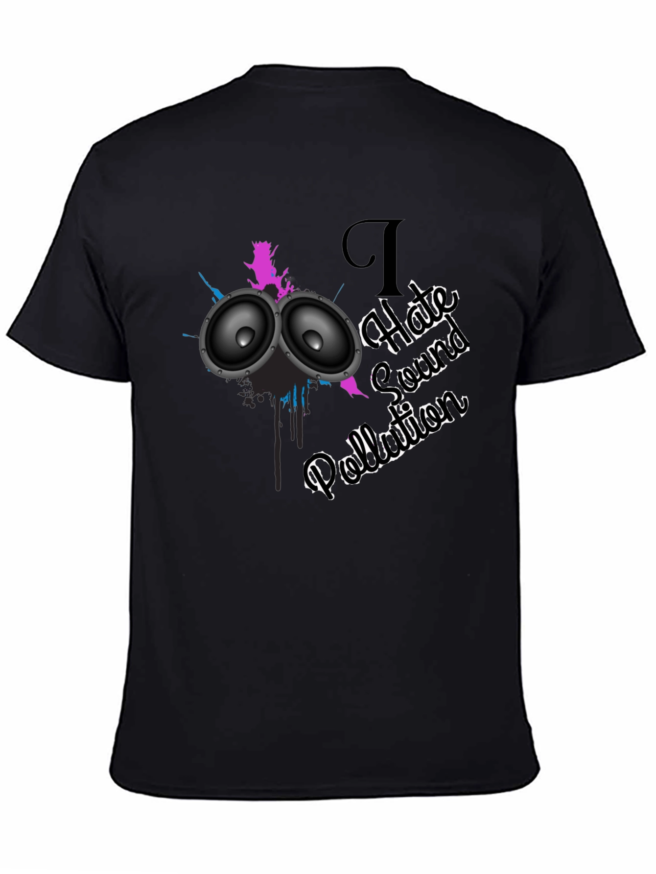 I Hate Sound Pollution Black Graphic T-Shirt