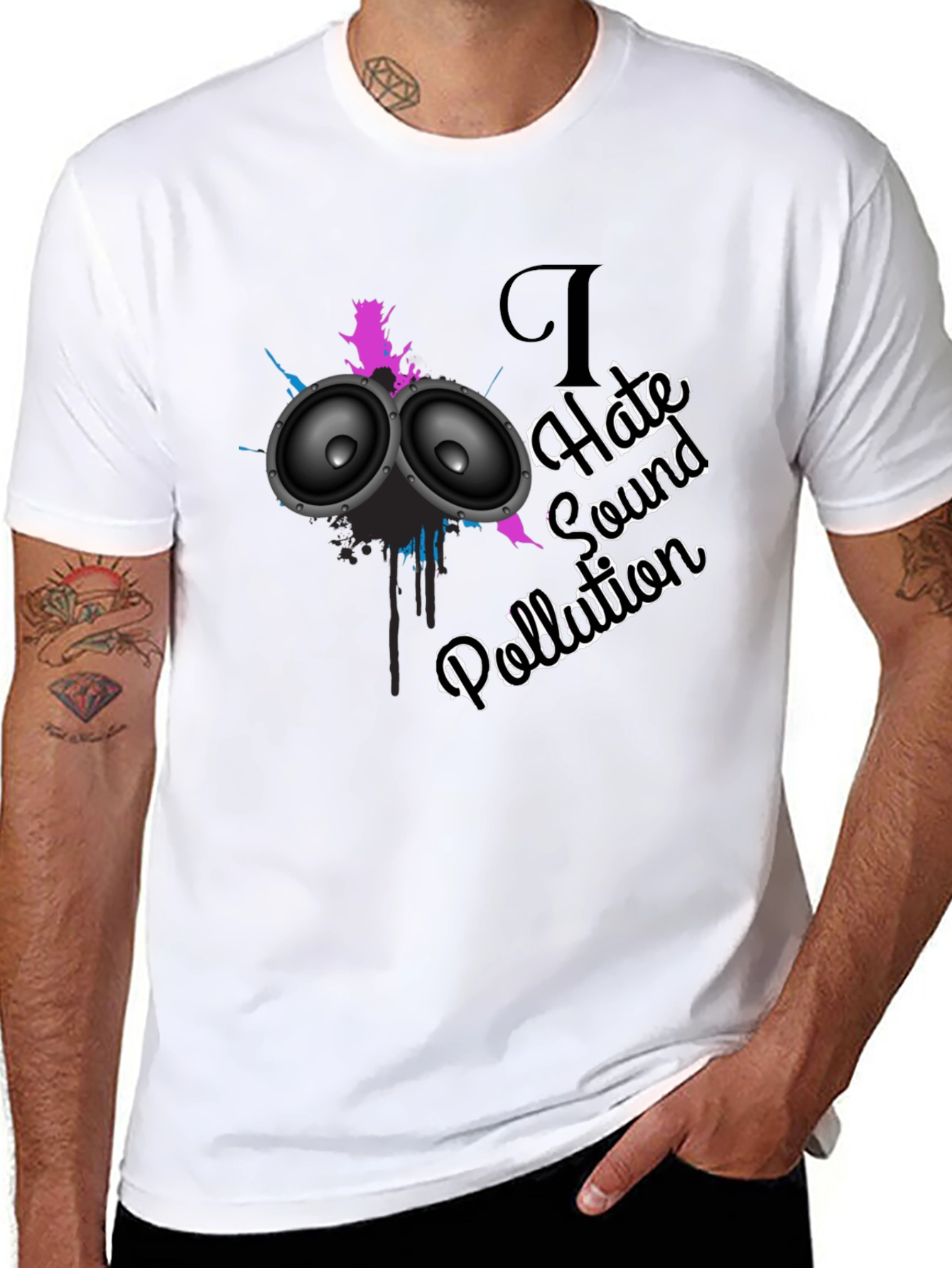I Hate Sound Pollution Black Graphic T-Shirt