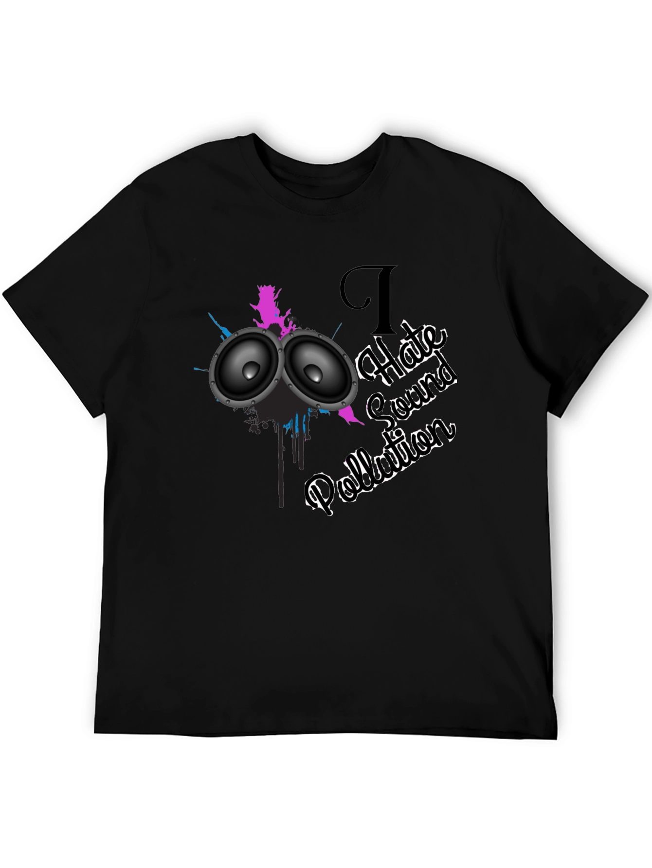 I Hate Sound Pollution Black Graphic T-Shirt