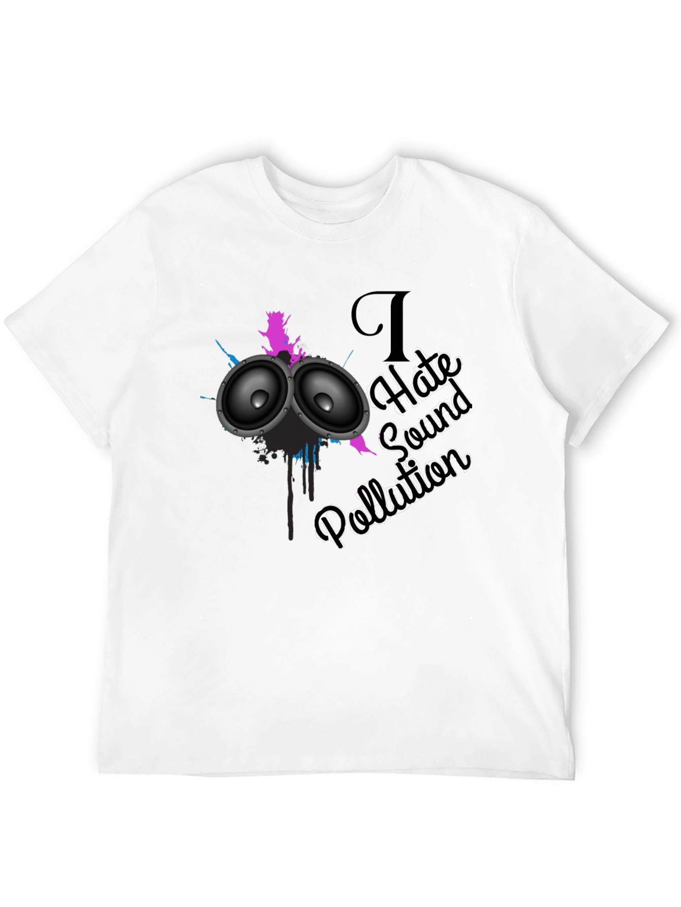 I Hate Sound Pollution Black Graphic T-Shirt