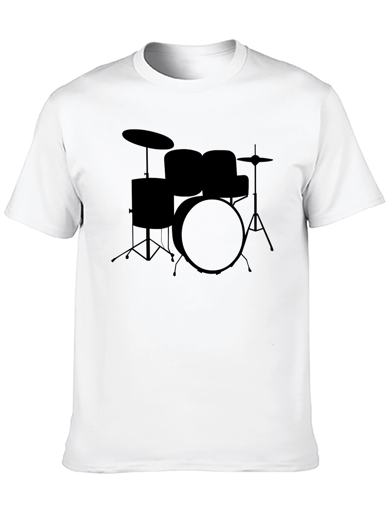Drum Set Graphic Tee - Black Cotton T-Shirt