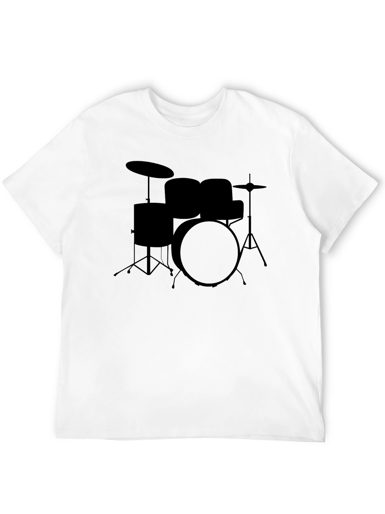 Drum Set Graphic Tee - Black Cotton T-Shirt