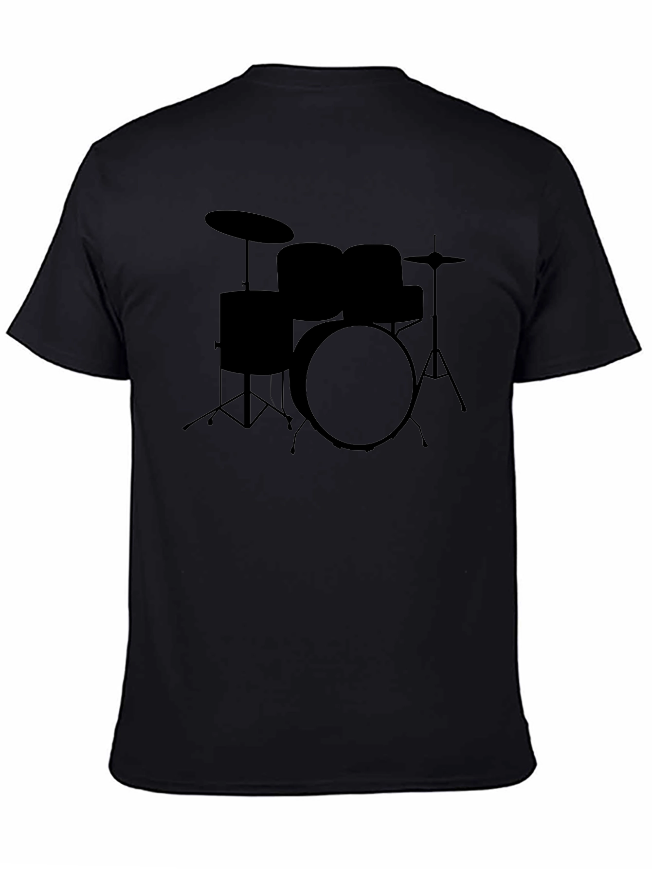 Drum Set Graphic Tee - Black Cotton T-Shirt