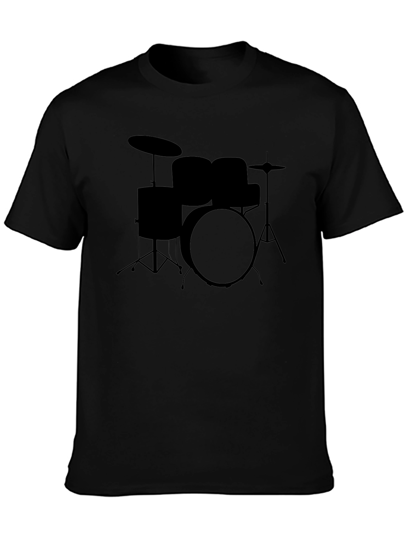 Drum Set Graphic Tee - Black Cotton T-Shirt