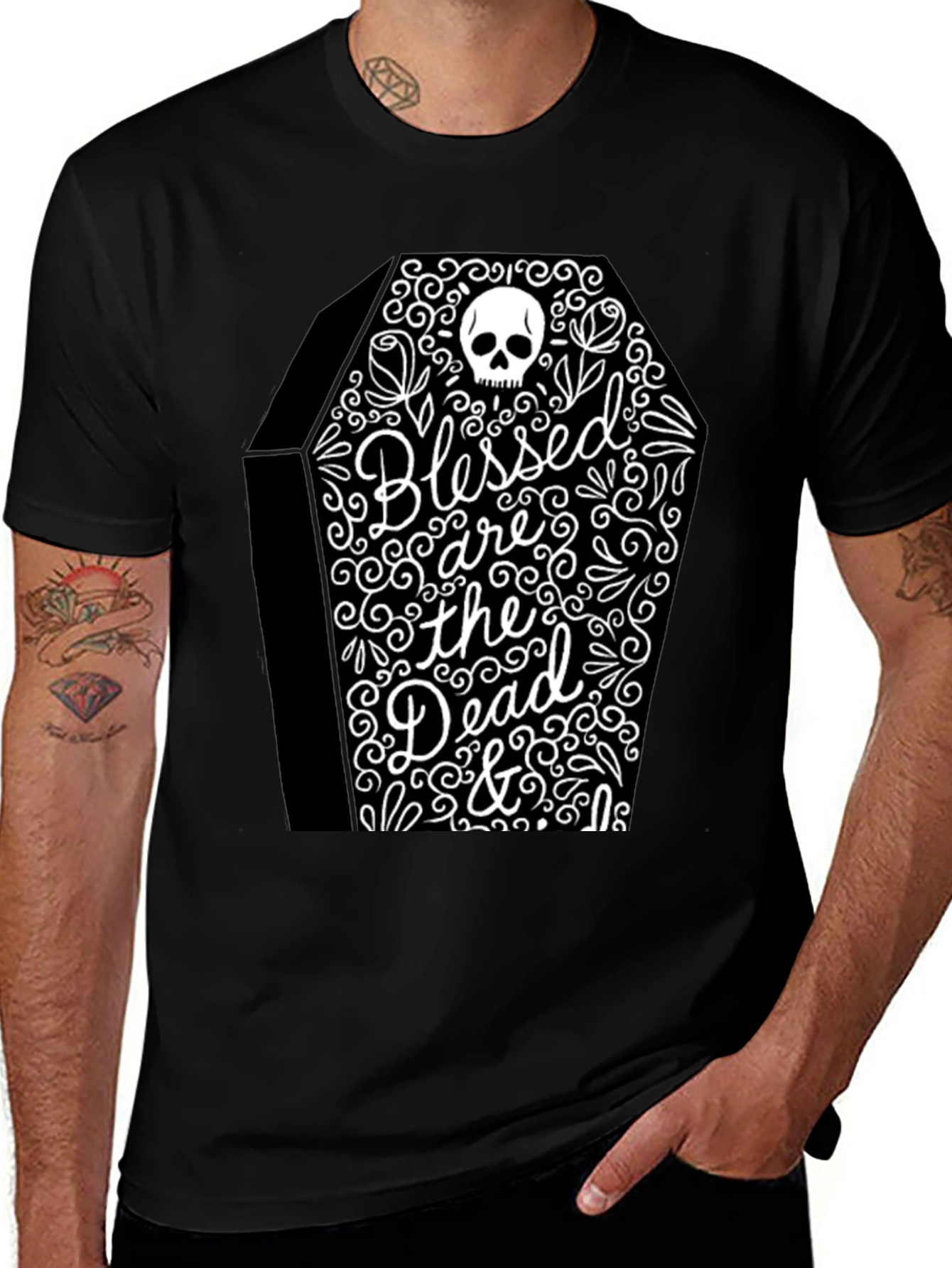 Blessed are the Dead T-Shirt - Gothic Coffin Design