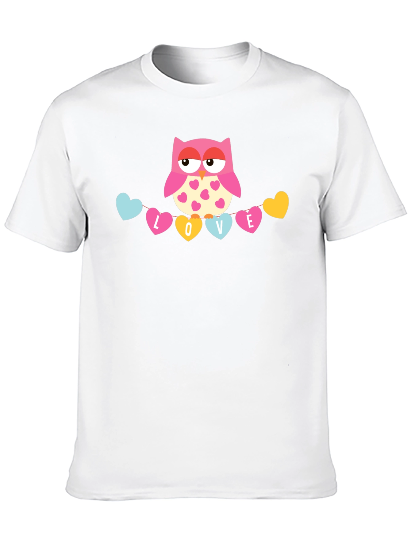 Owl Love Valentines Graphic T-Shirt - Black