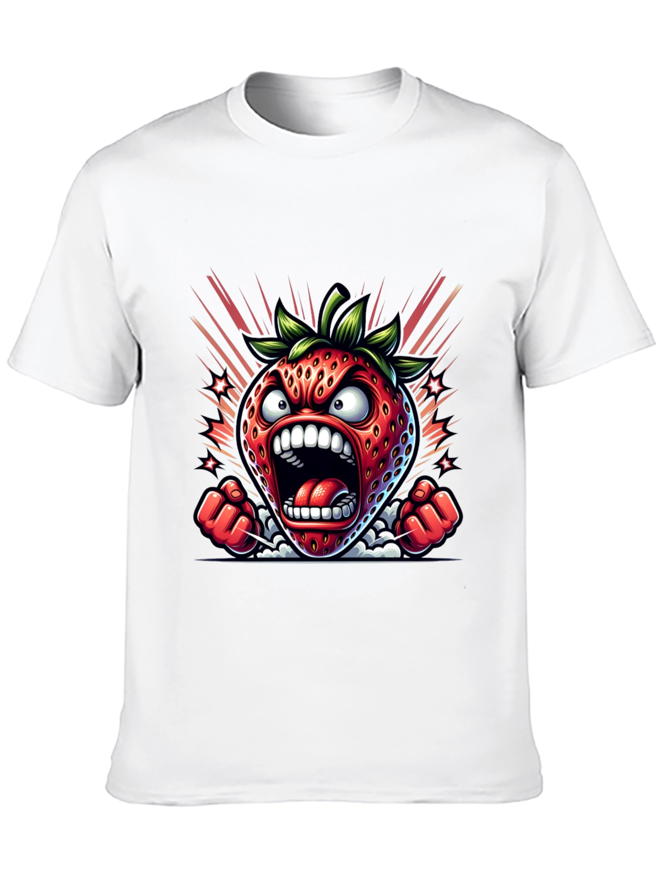 Angry Strawberry Graphic Tee - Black Cotton