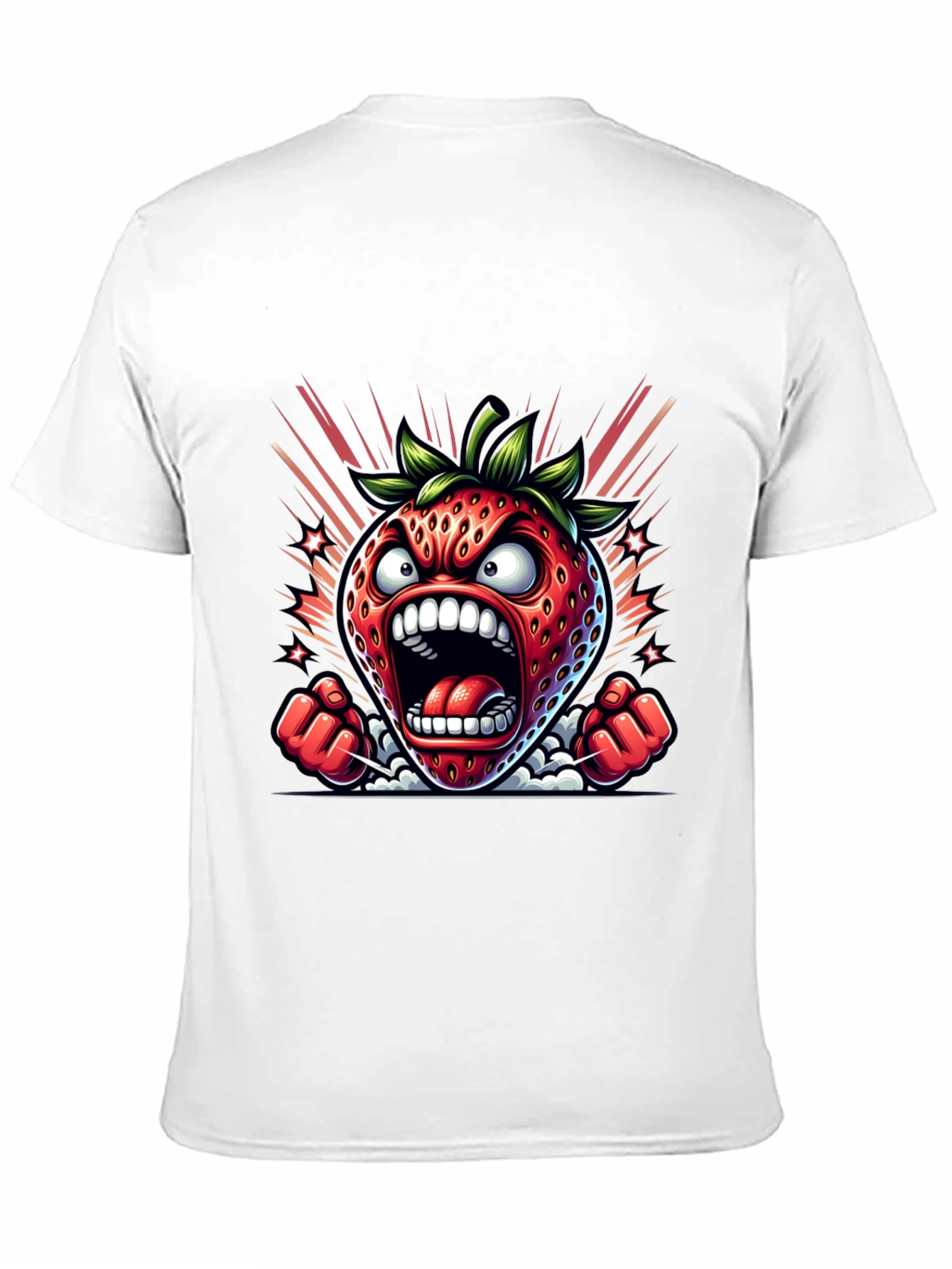 Angry Strawberry Graphic Tee - Black Cotton