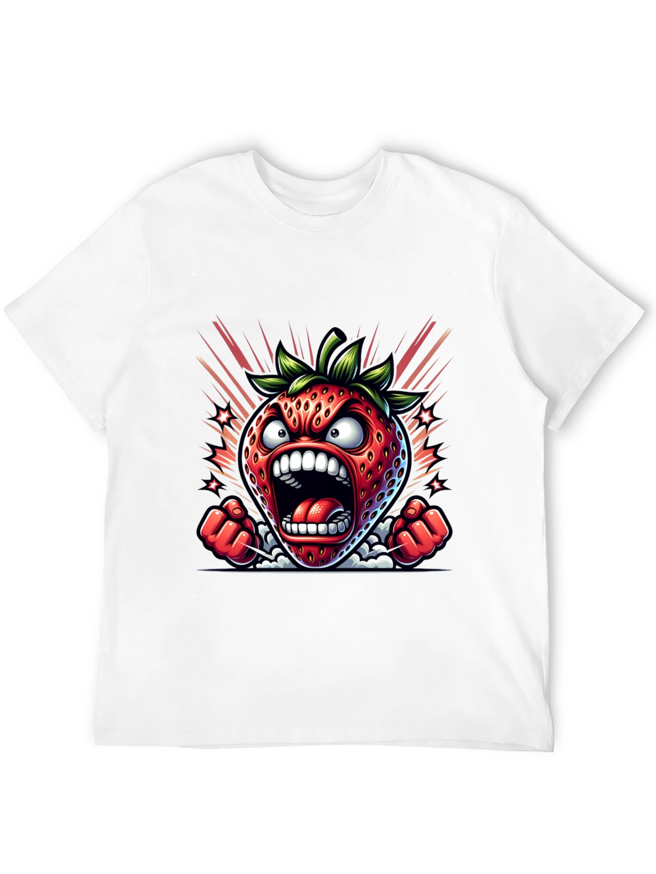 Angry Strawberry Graphic Tee - Black Cotton
