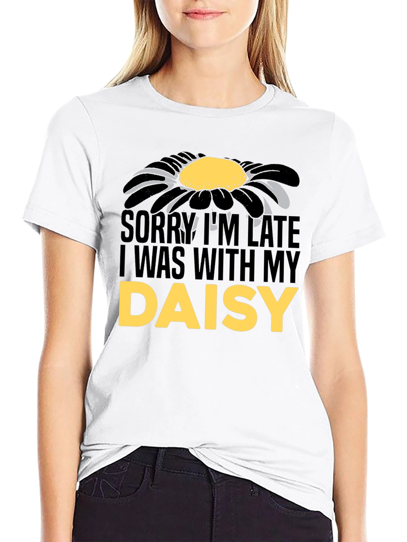 Daisy Graphic Mens T-Shirt - Sorry Im Late