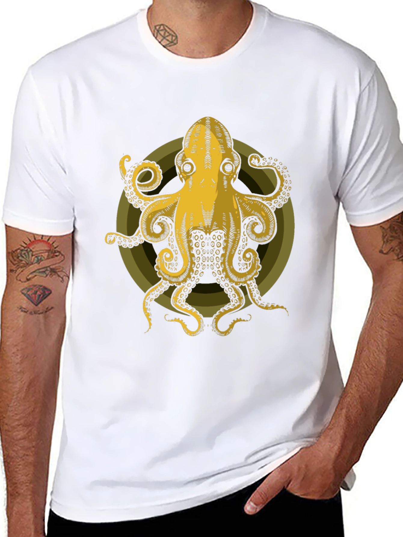 Octopus Graphic Tee - Mens Black Cotton T-Shirt