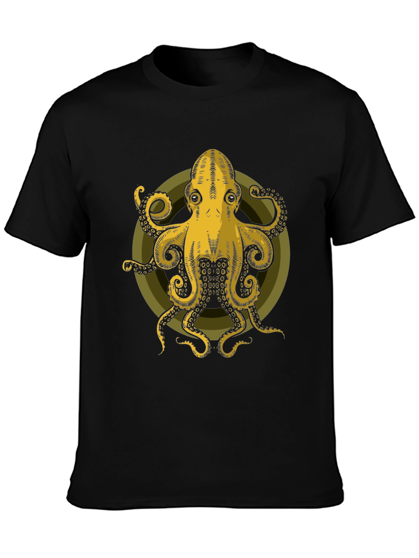 Octopus Graphic Tee - Mens Black Cotton T-Shirt