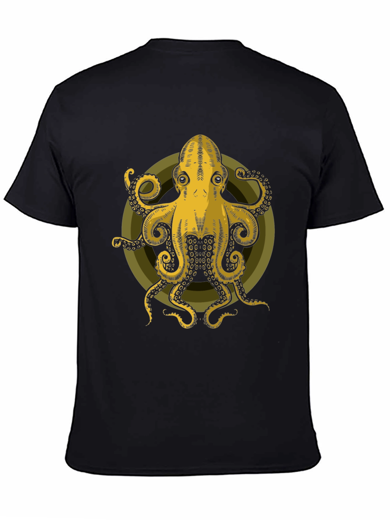 Octopus Graphic Tee - Mens Black Cotton T-Shirt