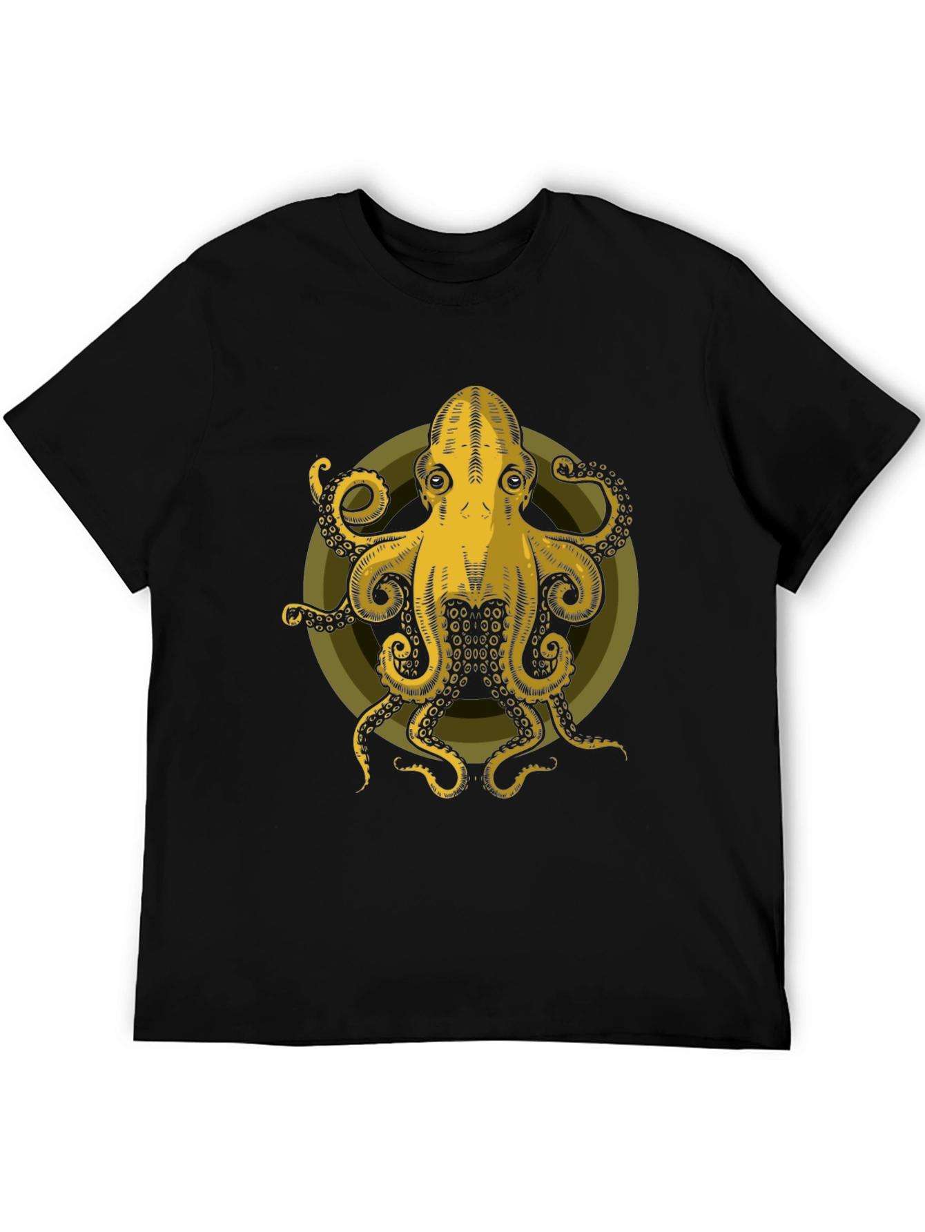 Octopus Graphic Tee - Mens Black Cotton T-Shirt
