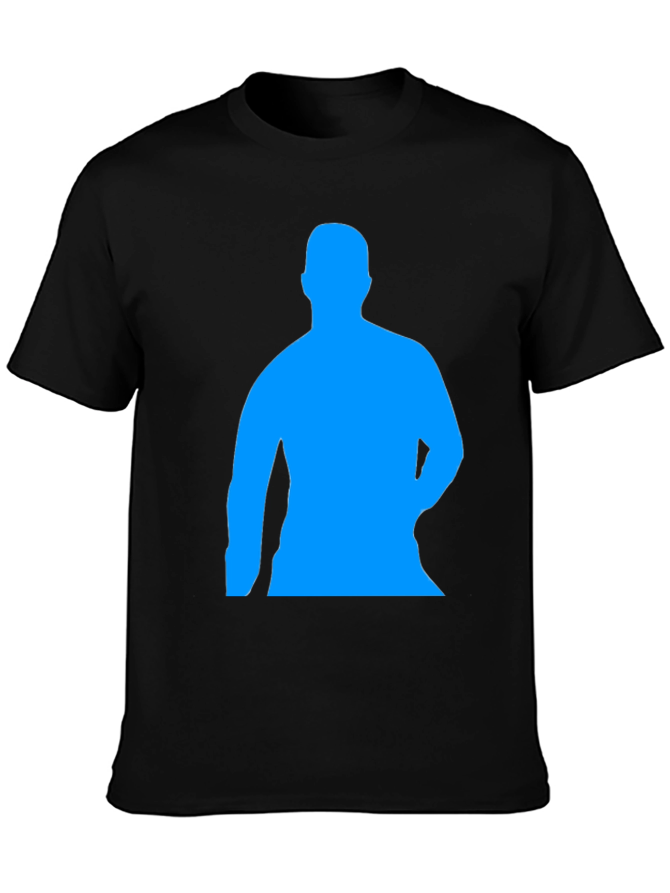 Mens Black T-Shirt with Blue Silhouette Print