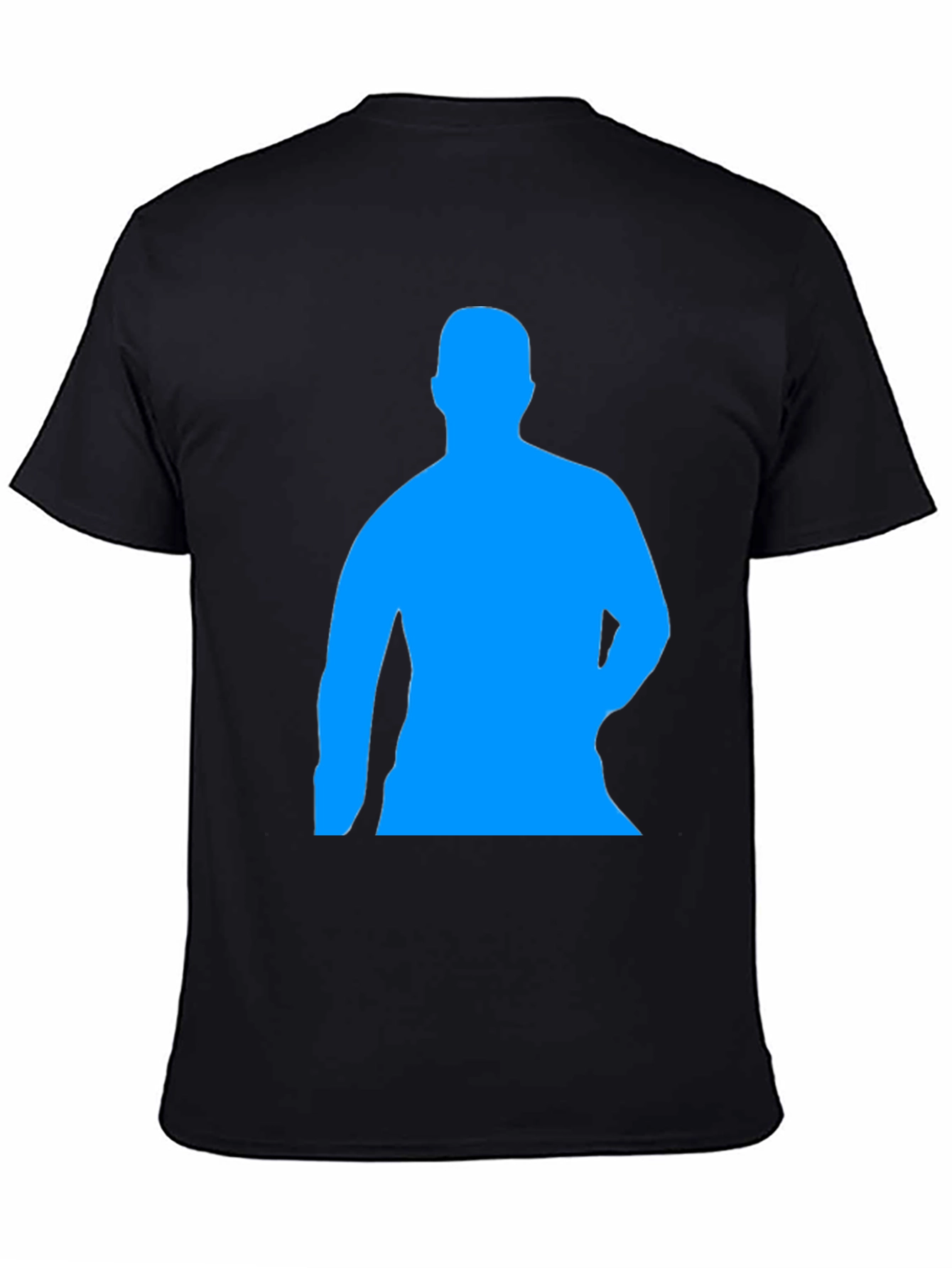Mens Black T-Shirt with Blue Silhouette Print