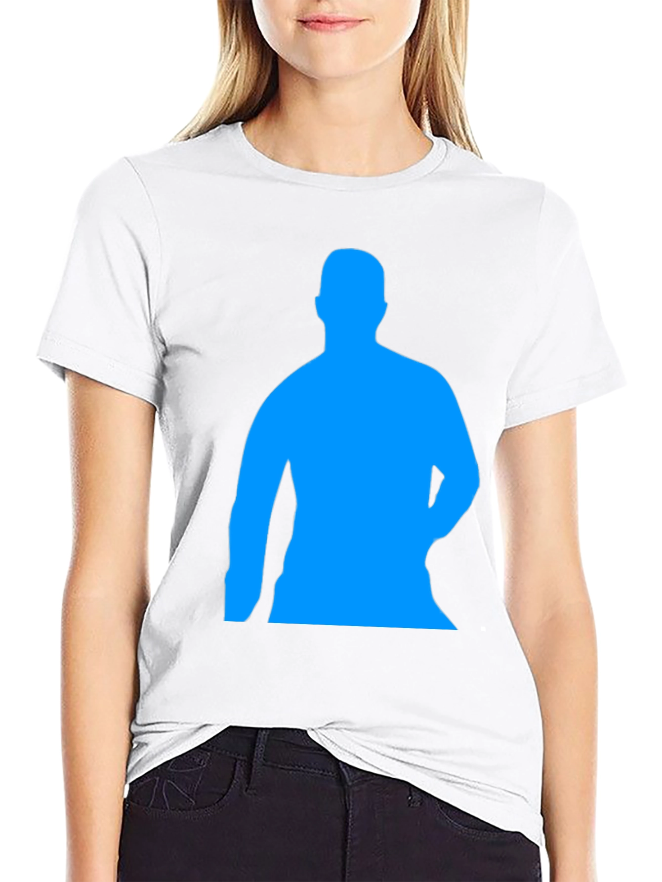 Mens Black T-Shirt with Blue Silhouette Print