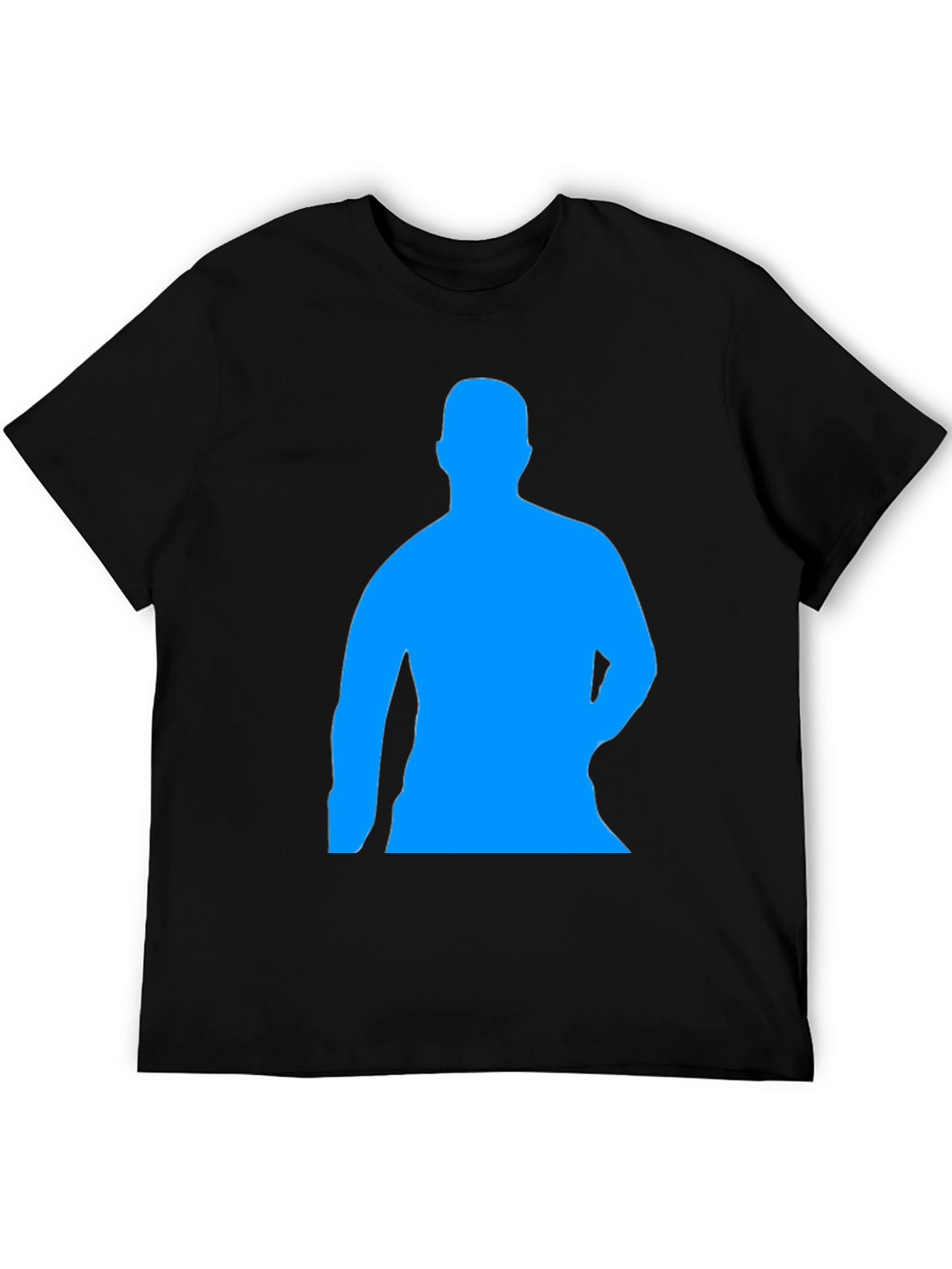 Mens Black T-Shirt with Blue Silhouette Print