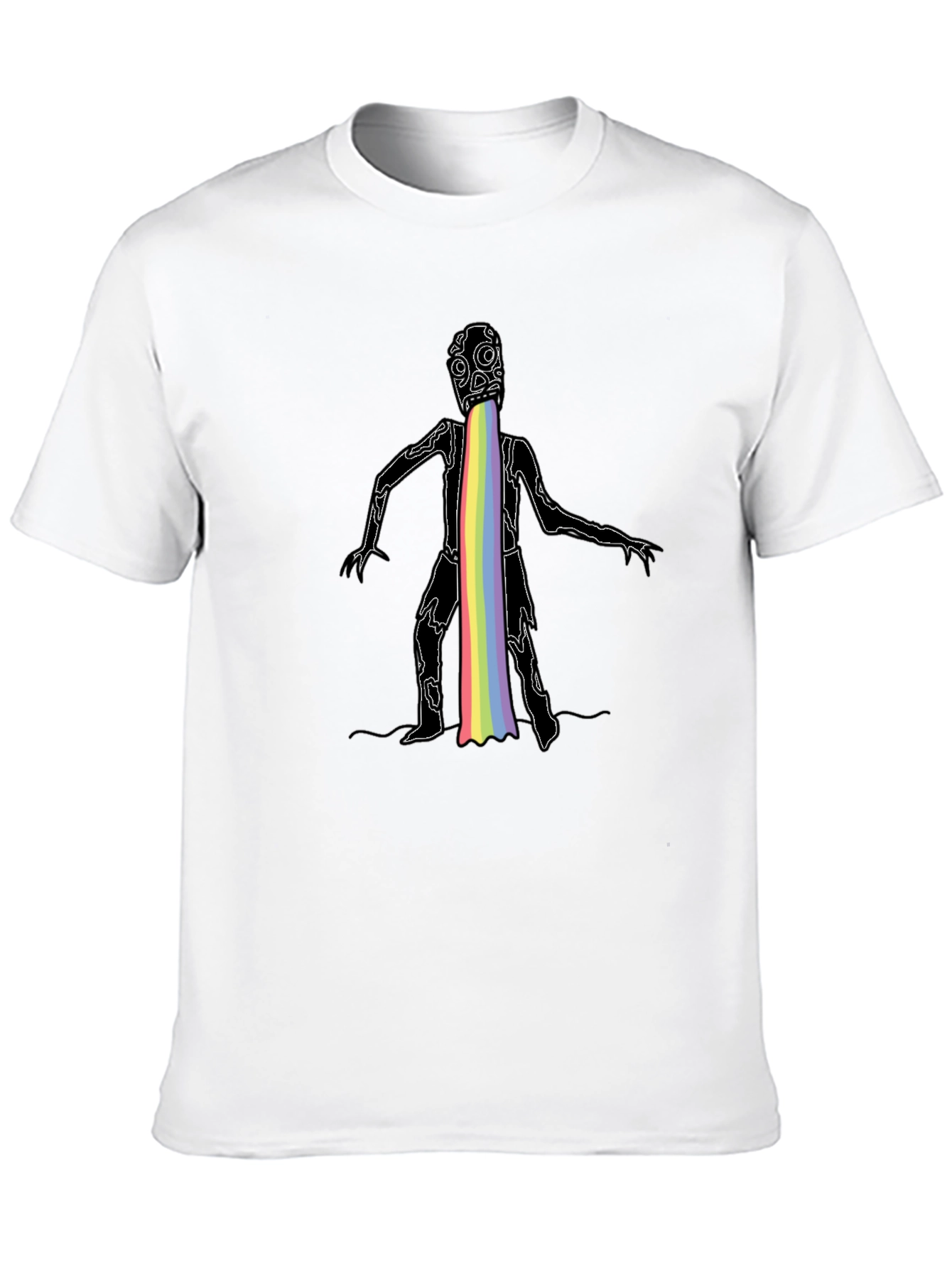 Rainbow Puke Monster Graphic Black T-Shirt