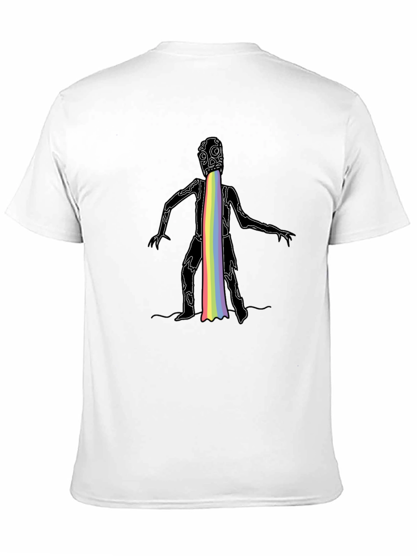 Rainbow Puke Monster Graphic Black T-Shirt