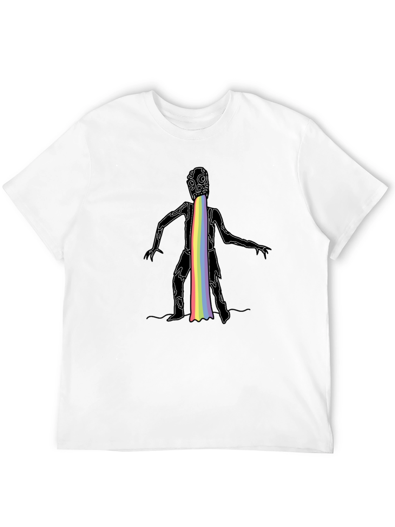Rainbow Puke Monster Graphic Black T-Shirt
