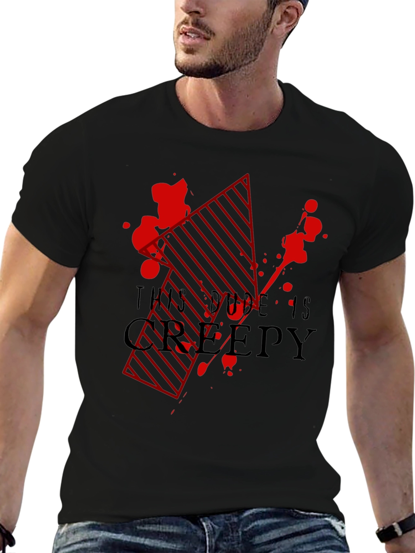 Creepy Dude Graphic Tee - Black T-Shirt