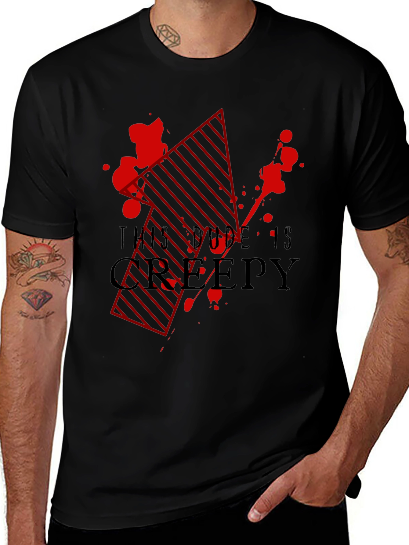 Creepy Dude Graphic Tee - Black T-Shirt