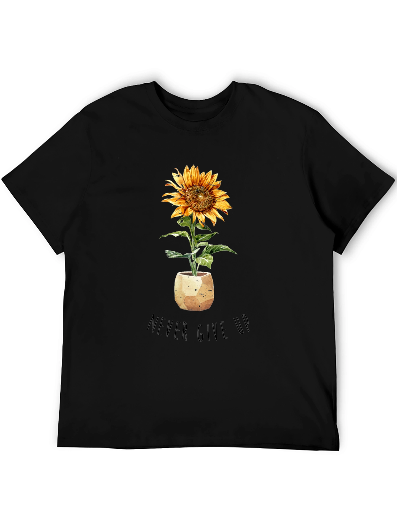 Sunflower Never Give Up Black T-Shirt