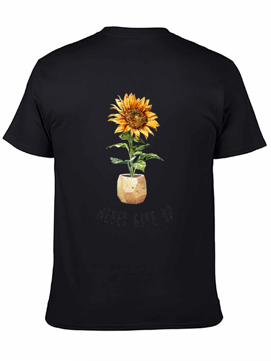 Sunflower Never Give Up Black T-Shirt