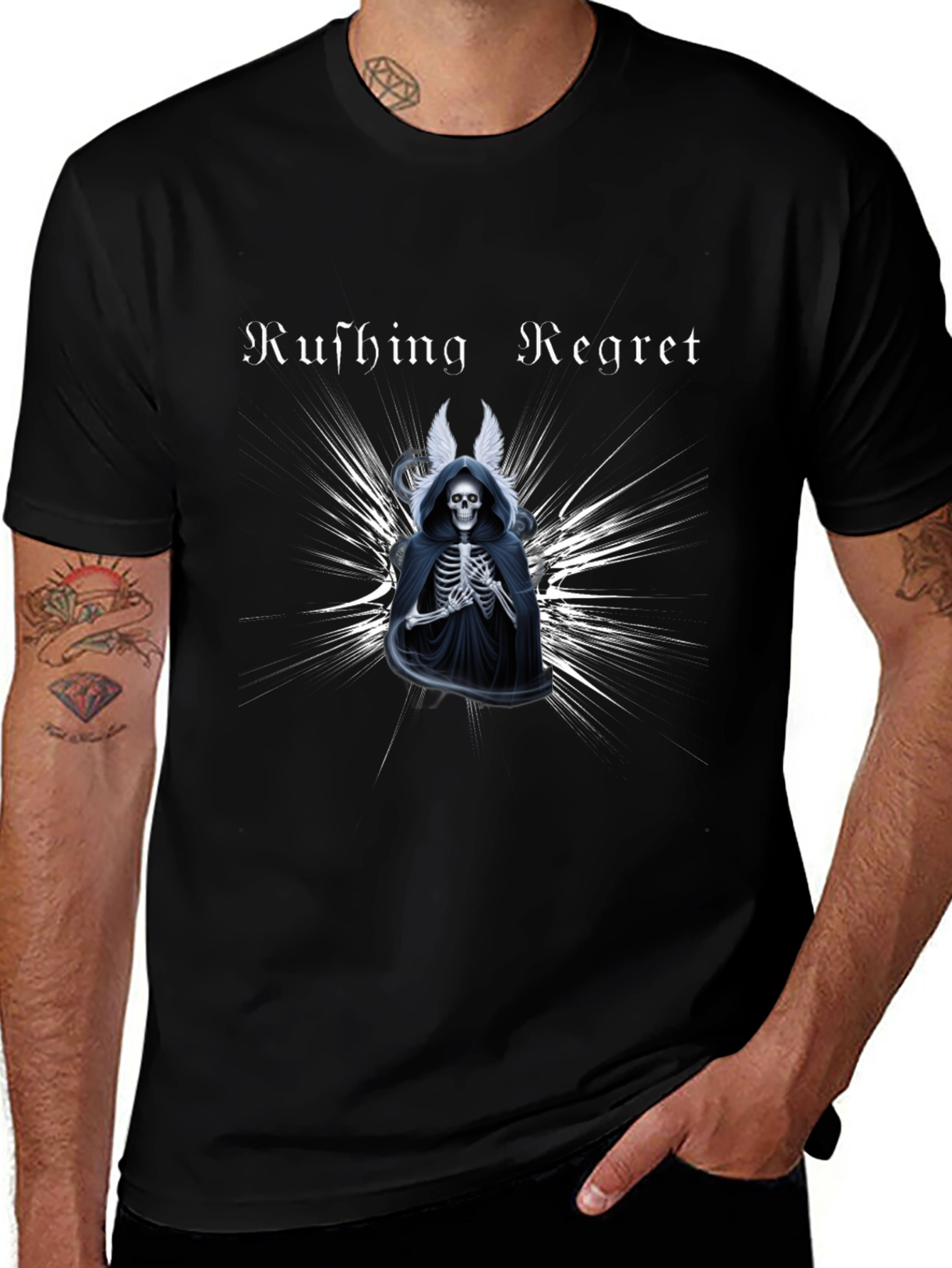 Rushing Regret Skeleton Graphic T-Shirt