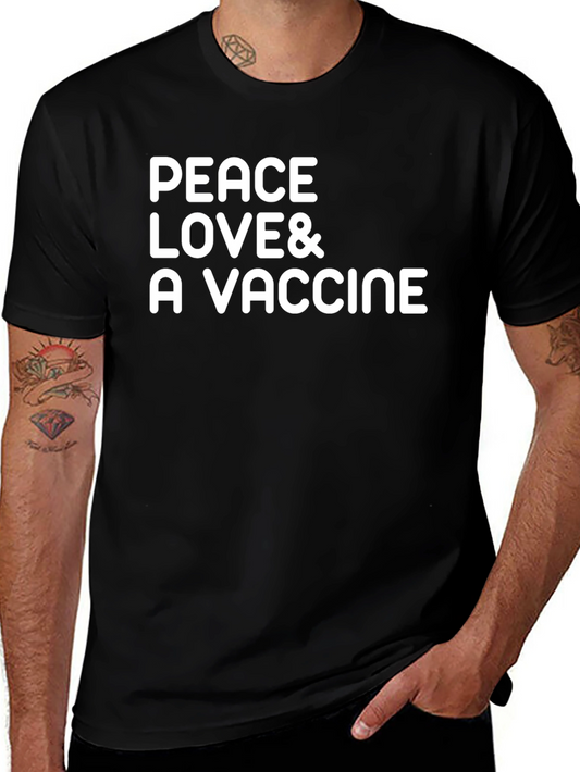 Peace Love & A Vaccine Black T-Shirt