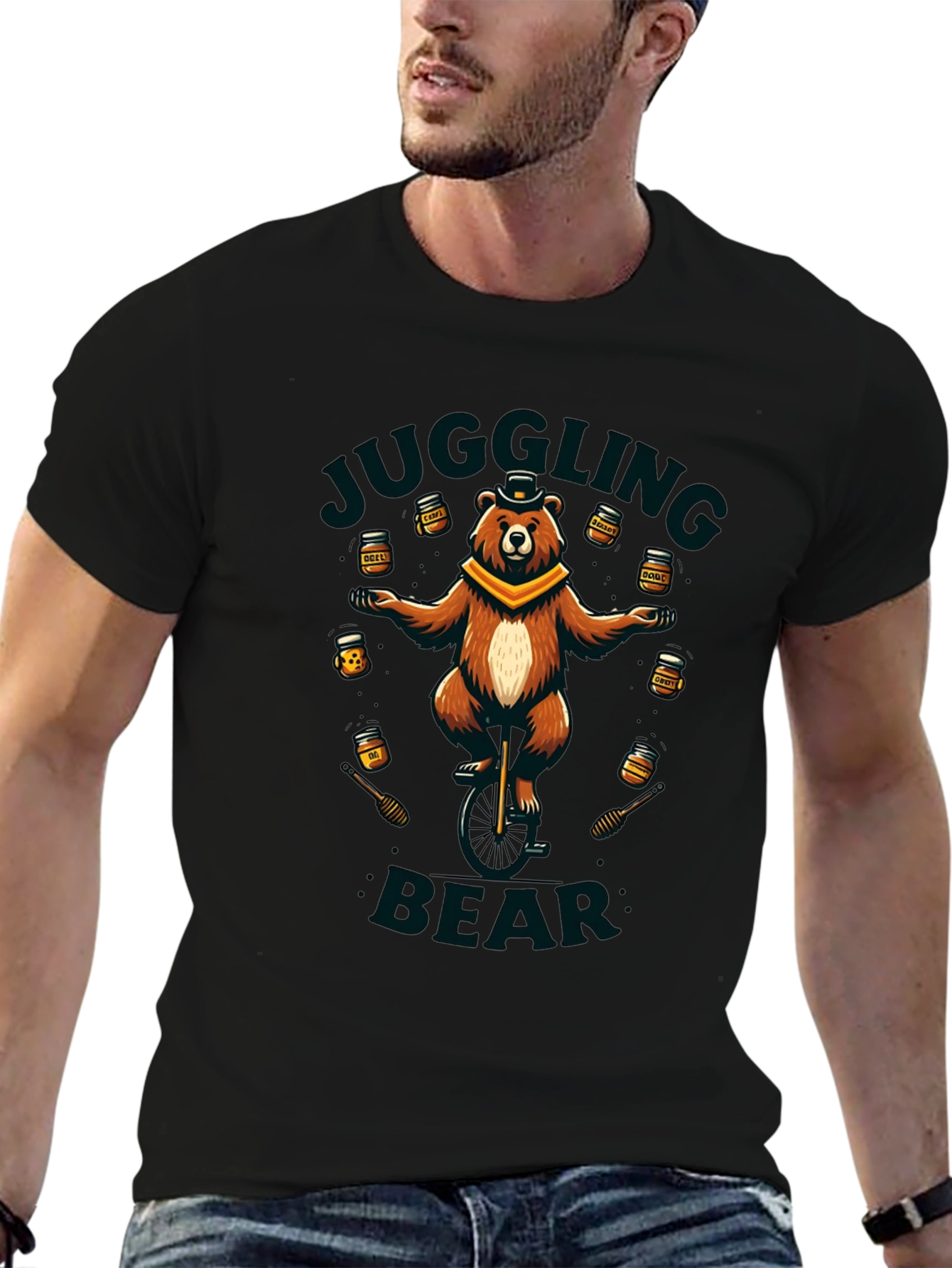 Juggling Bear Graphic Tee - Unique Design
