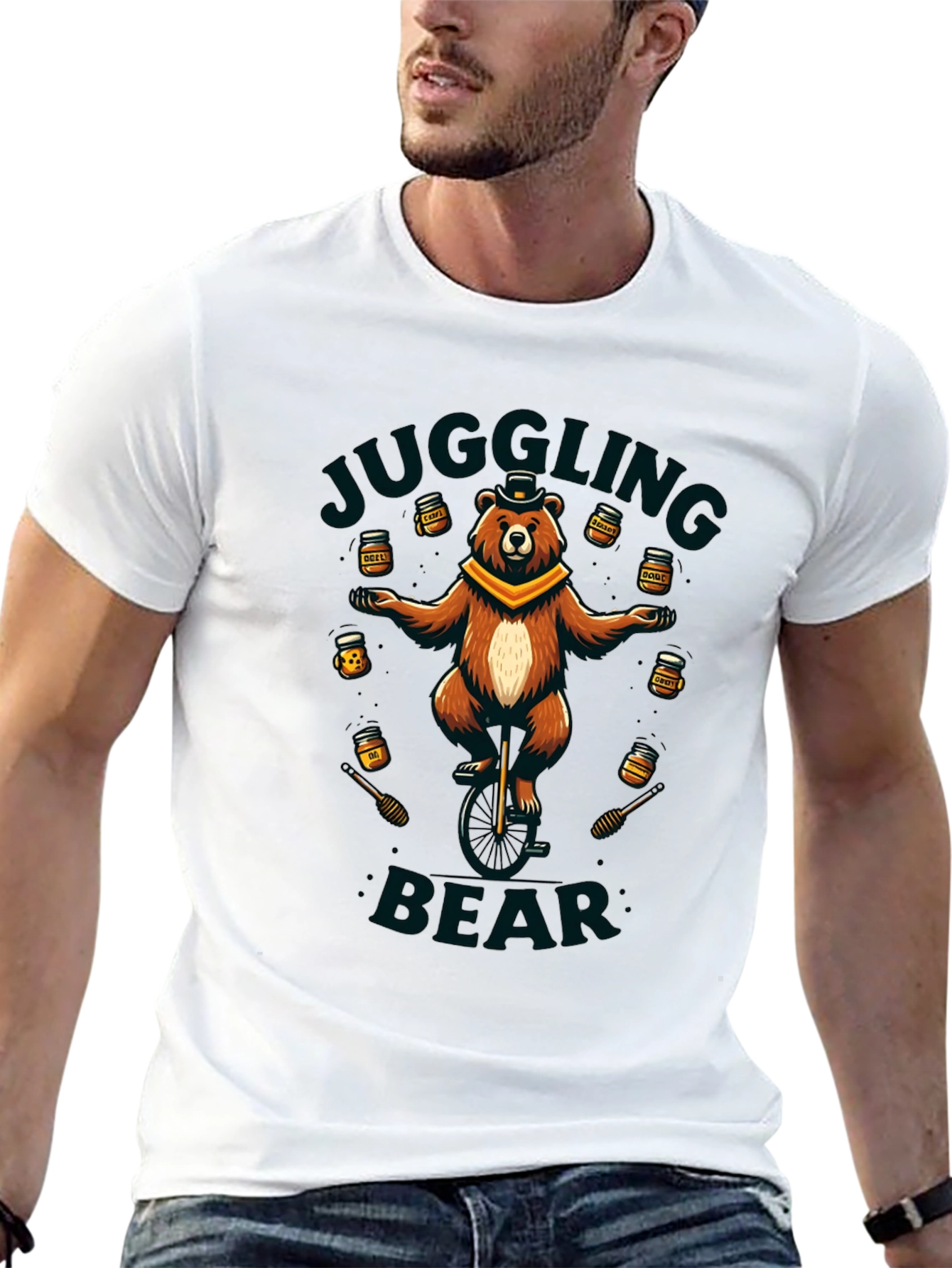 Juggling Bear Graphic Tee - Unique Design