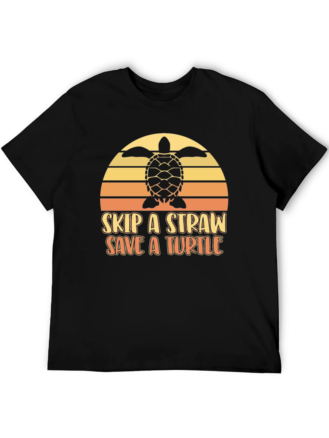 Skip a Straw Save a Turtle Black Graphic Tee