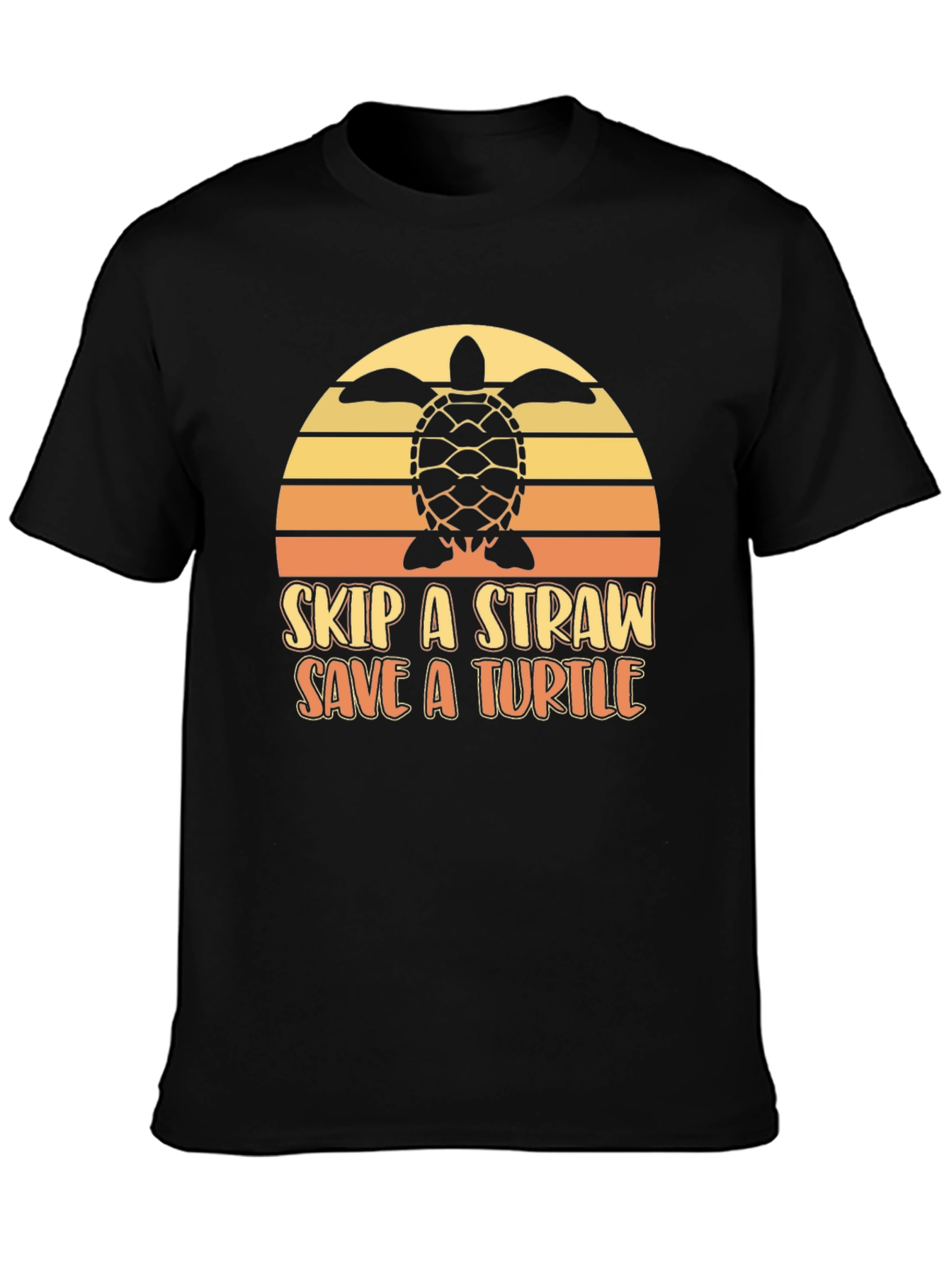 Skip a Straw Save a Turtle Black Graphic Tee
