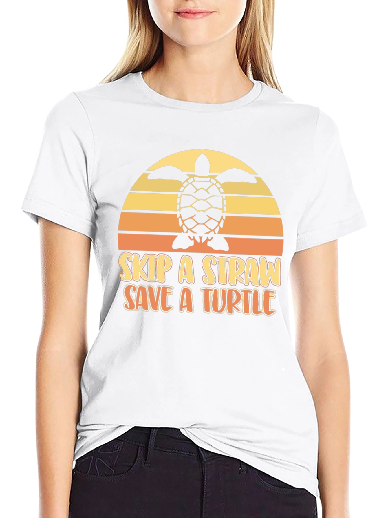 Skip a Straw Save a Turtle Black Graphic Tee