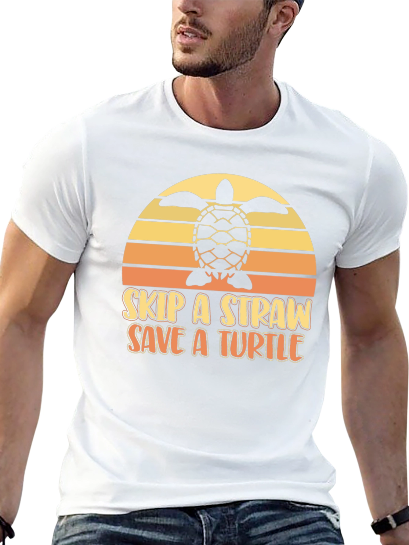 Skip a Straw Save a Turtle Black Graphic Tee