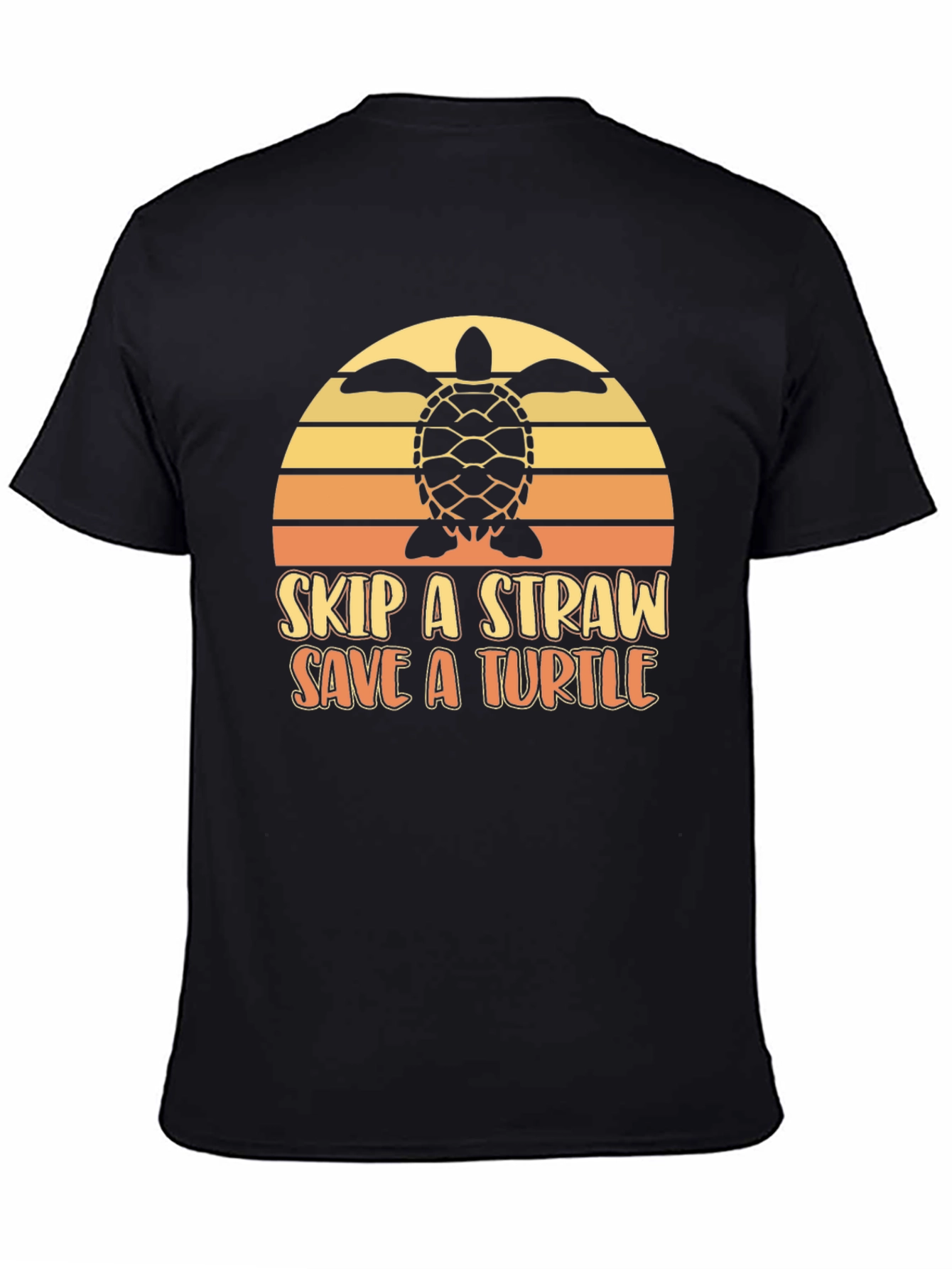 Skip a Straw Save a Turtle Black Graphic Tee