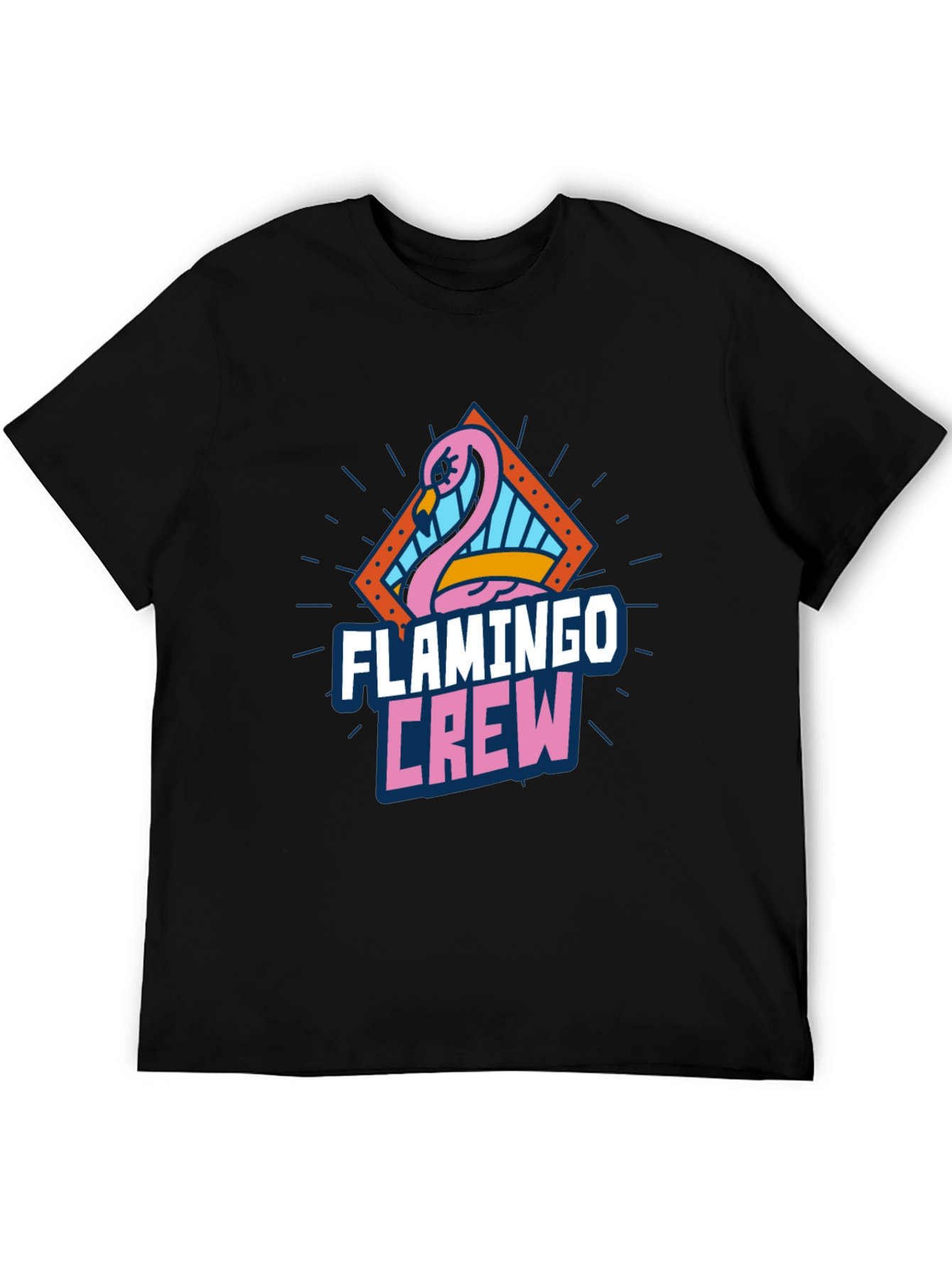 Flamingo Crew Graphic Tee - Black Cotton T-Shirt