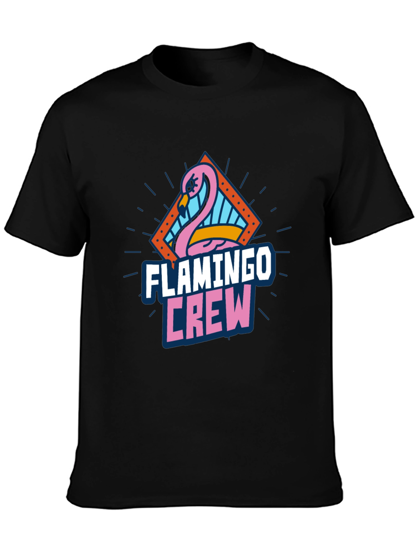 Flamingo Crew Graphic Tee - Black Cotton T-Shirt
