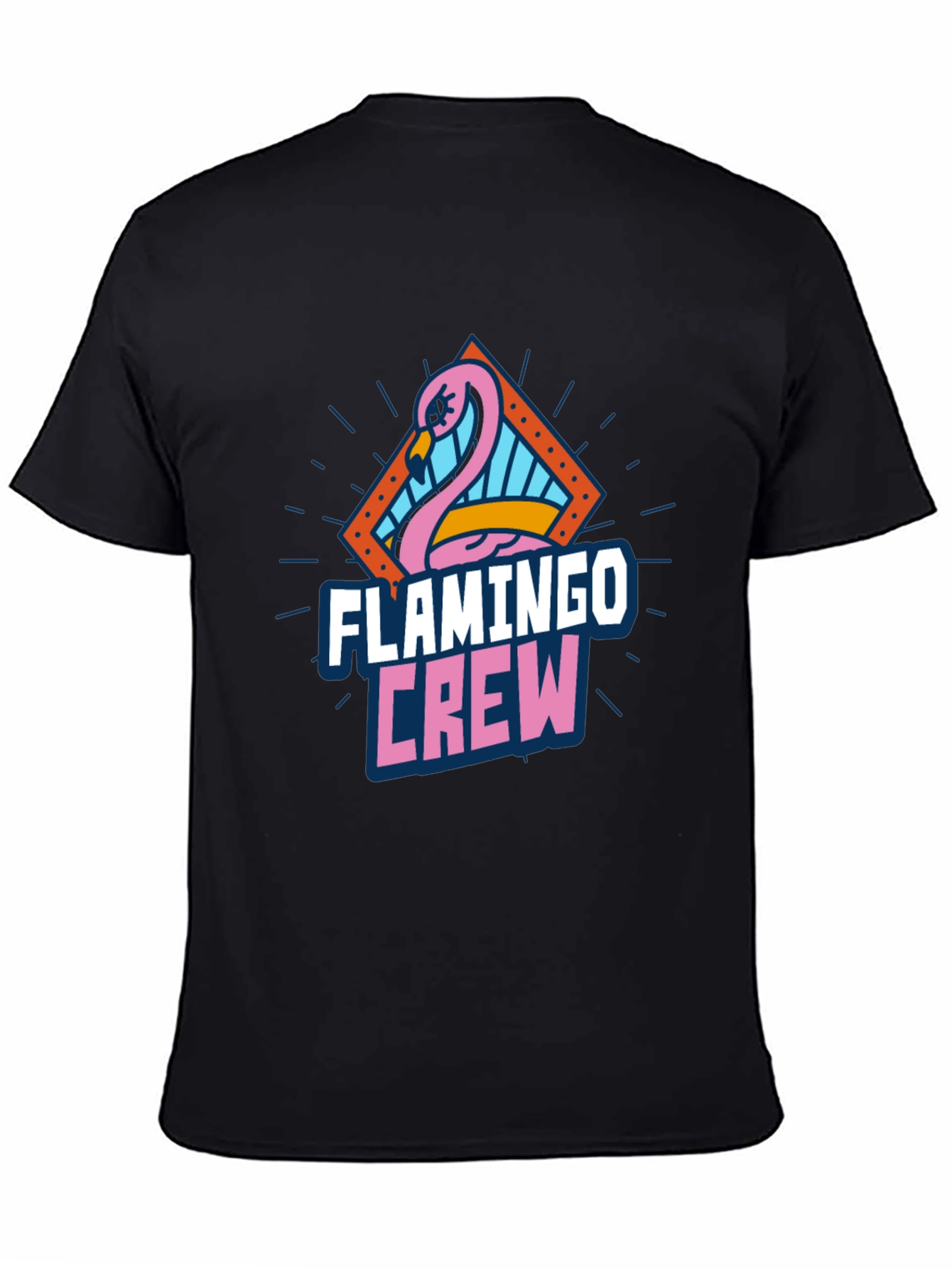 Flamingo Crew Graphic Tee - Black Cotton T-Shirt