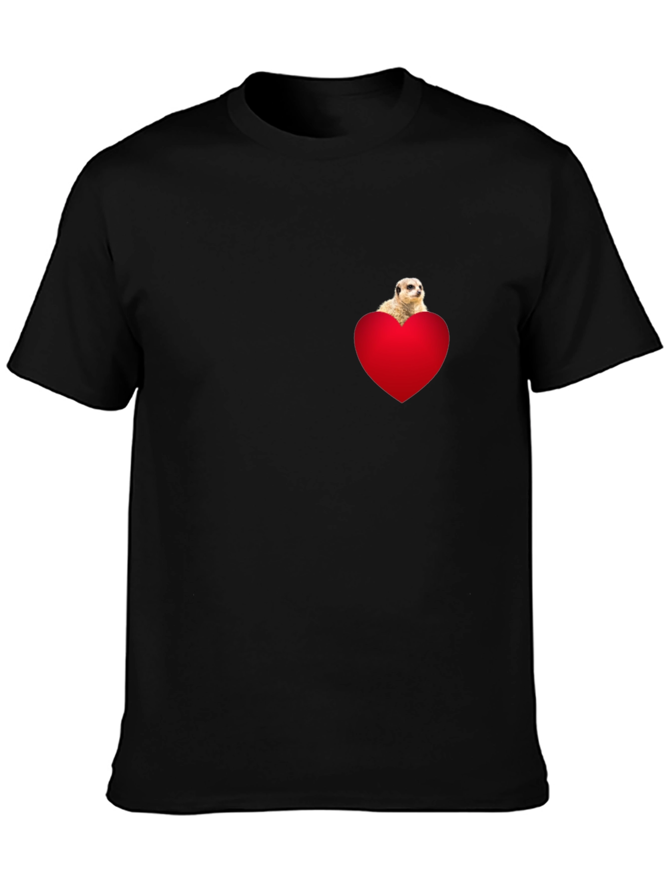 Meerkat Heart Pocket T-Shirt - Black