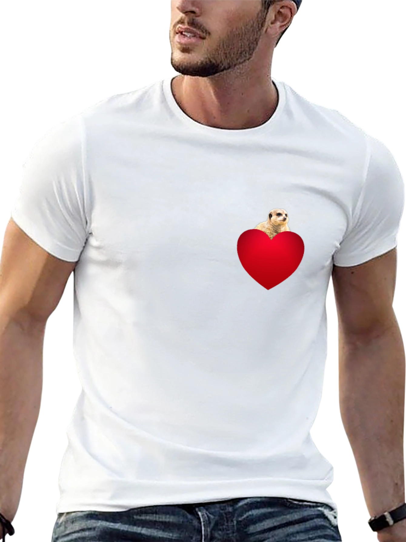 Meerkat Heart Pocket T-Shirt - Black
