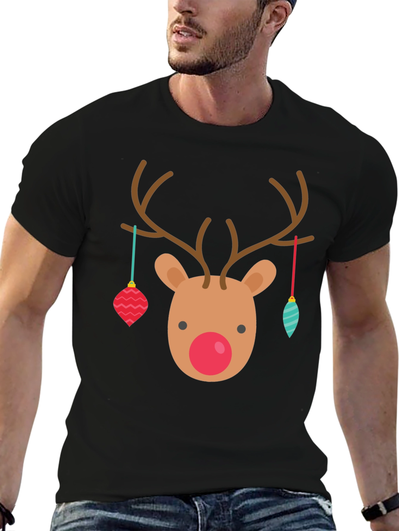 Festive Reindeer Christmas Graphic Tee