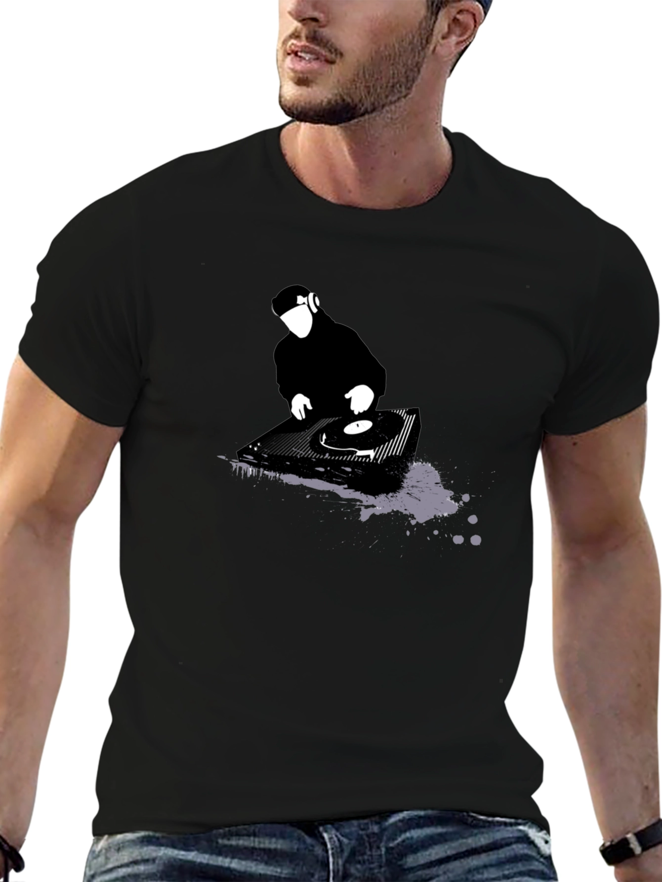 DJ Turntable Graphic T-Shirt - Black Cotton Tee