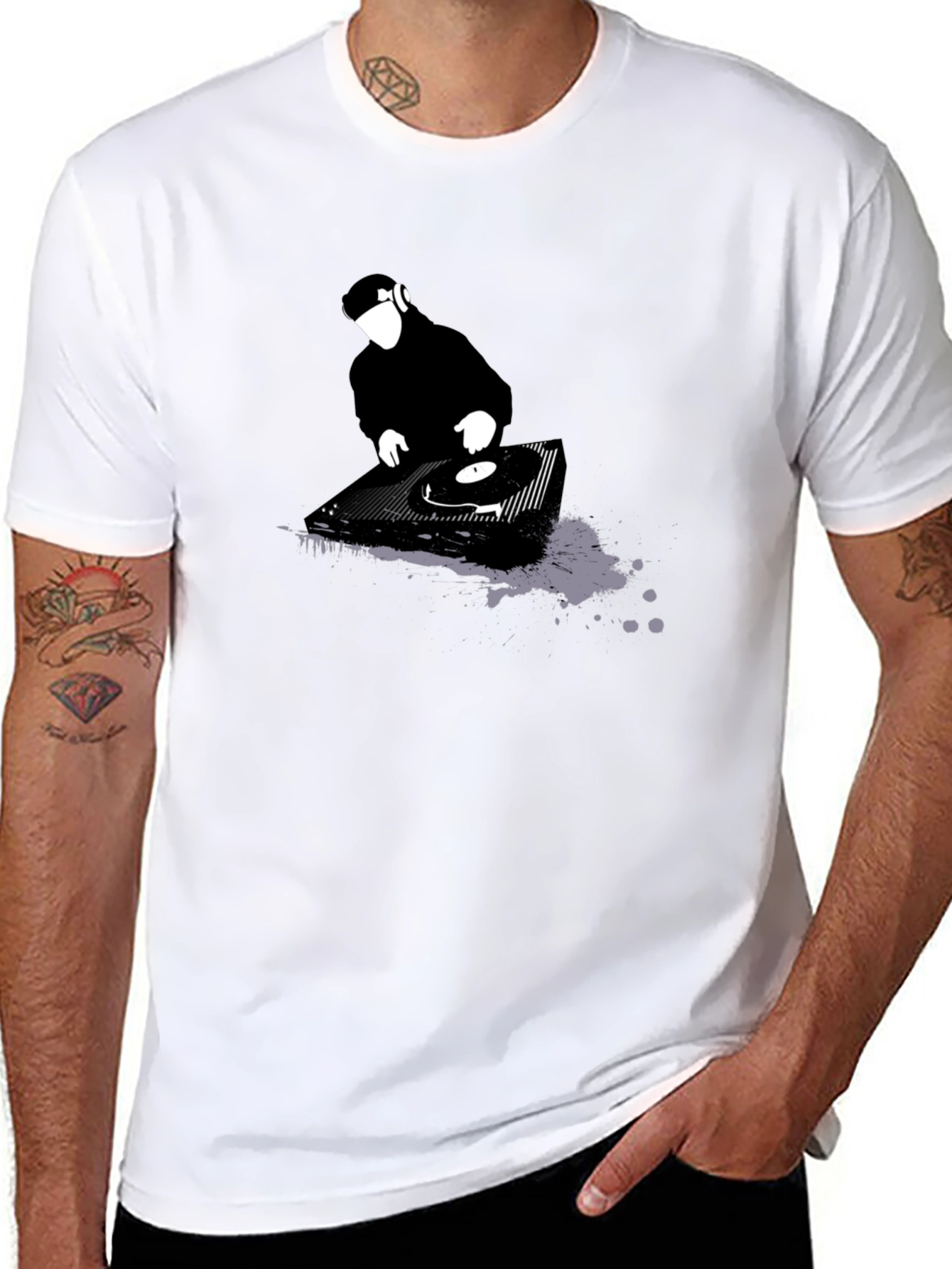DJ Turntable Graphic T-Shirt - Black Cotton Tee