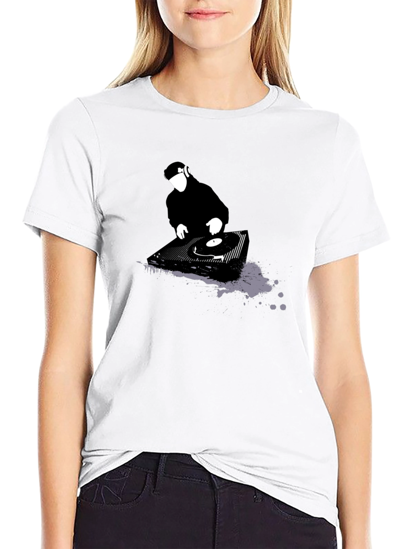 DJ Turntable Graphic T-Shirt - Black Cotton Tee