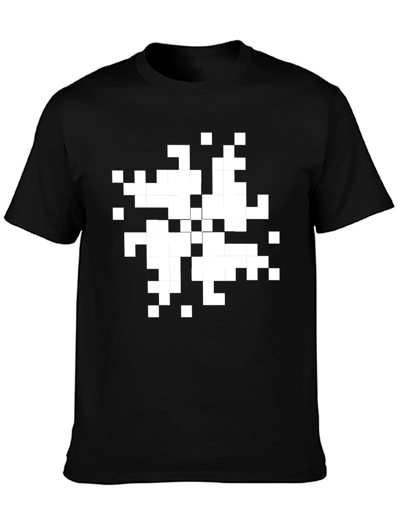 Pixel Art Graphic T-Shirt - Black Cotton Casual Tee